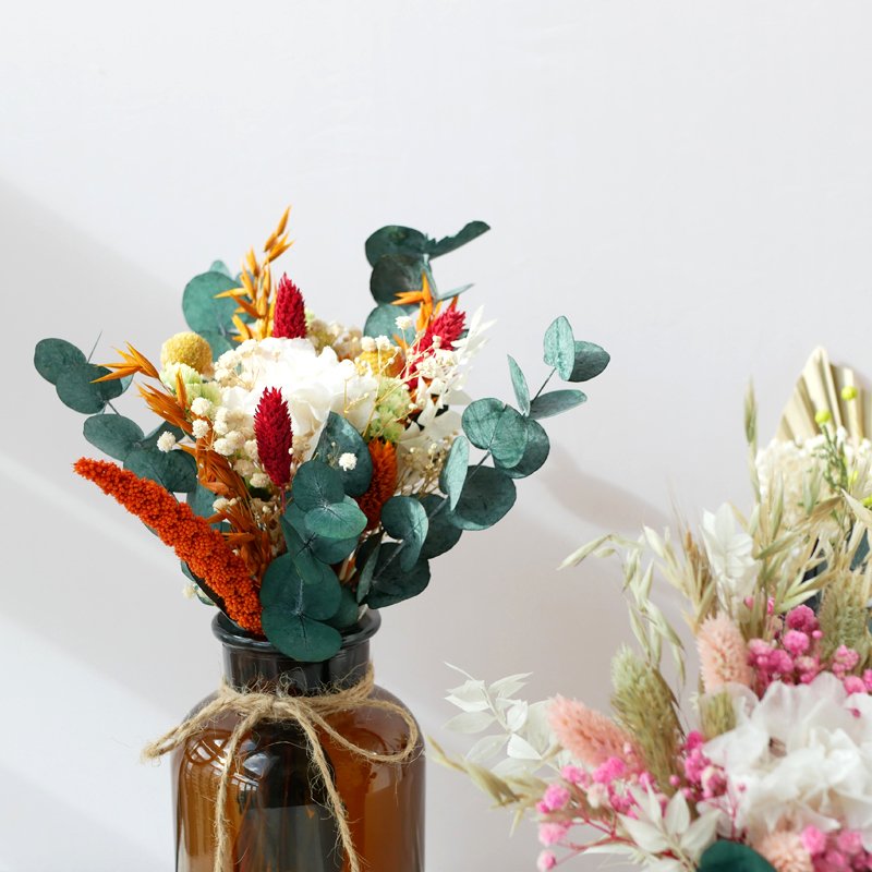 Dried Flower Small Bouquet OEM/ODM Vase Decor Boho Wedding Burnt Orange Preserved Eucalyptus Flowers Real Dried Flowers