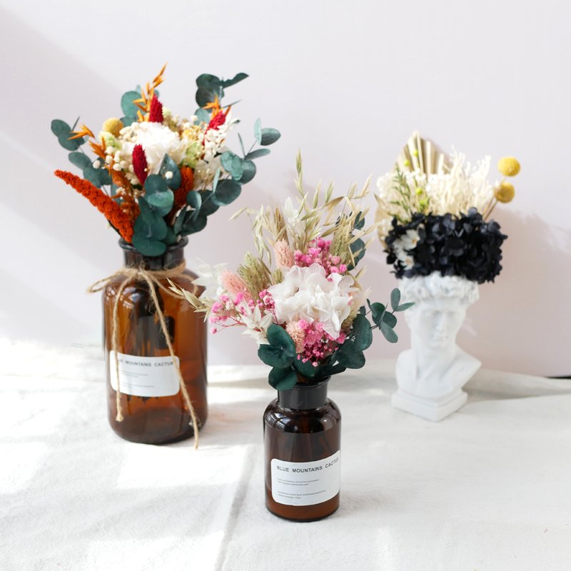 Dried Flower Small Bouquet OEM/ODM Vase Decor Boho Wedding Burnt Orange Preserved Eucalyptus Flowers Real Dried Flowers