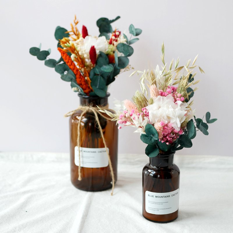 Dried Flower Small Bouquet OEM/ODM Vase Decor Boho Wedding Burnt Orange Preserved Eucalyptus Flowers Real Dried Flowers