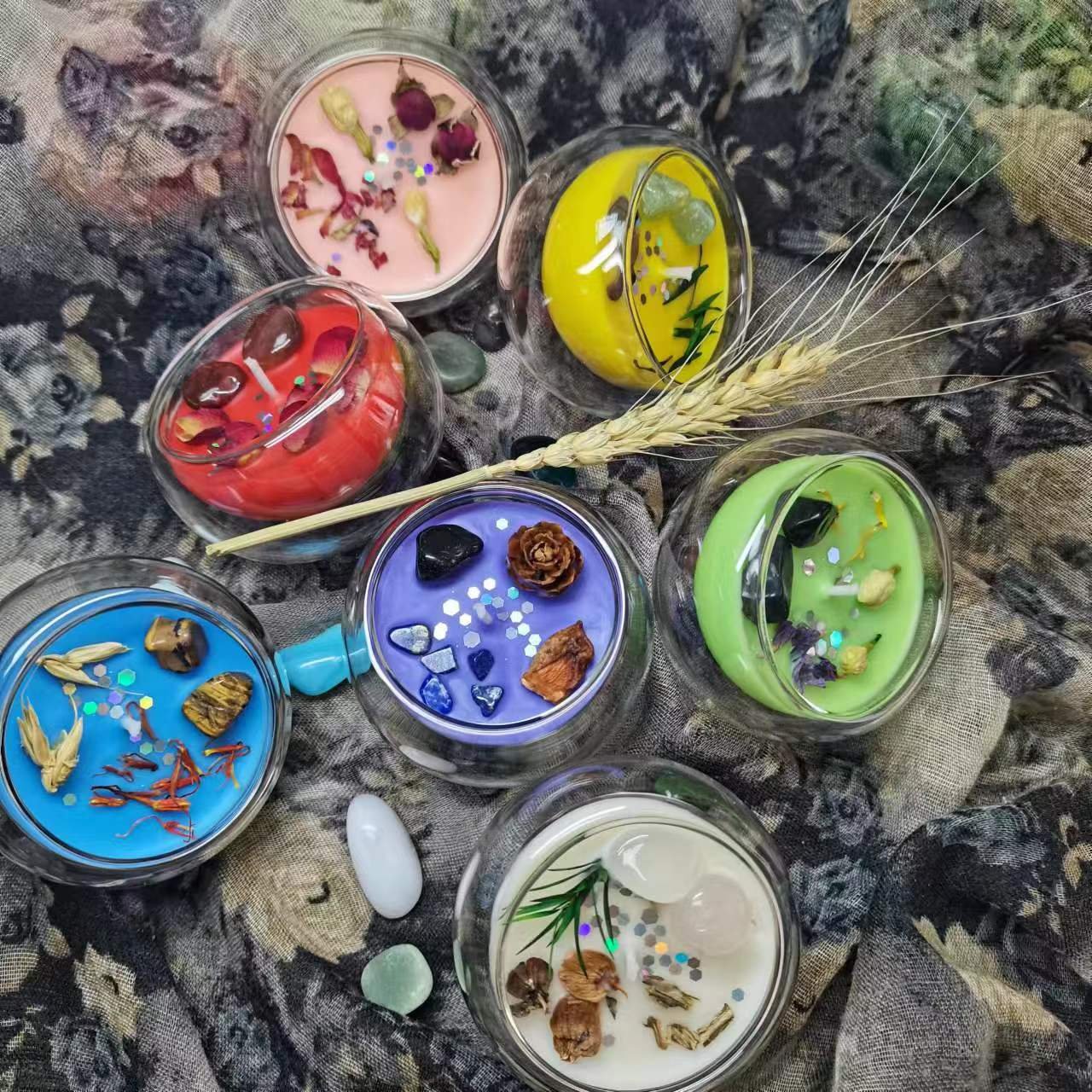 Wholesale Aroma Spa Soy Wax Aromatherapy Scented Travel Candle with Dried Flower for Decor