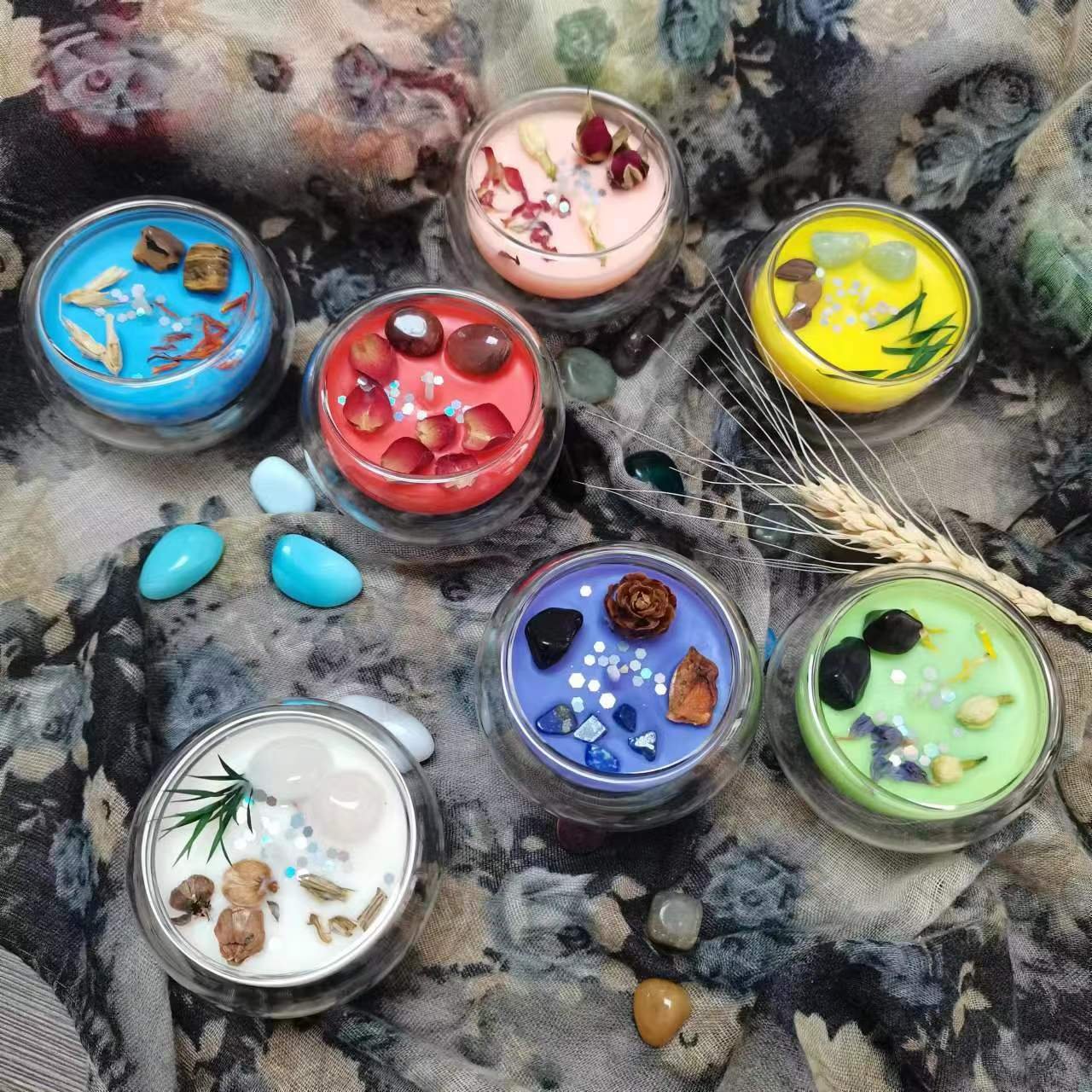 Wholesale Aroma Spa Soy Wax Aromatherapy Scented Travel Candle with Dried Flower for Decor