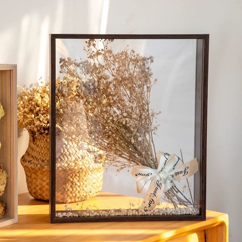 Leaf Shell Dried Flower Wedding Gifts Display Black Wood deep Depth DIY Wooden Art 3D Shadow Box Frame