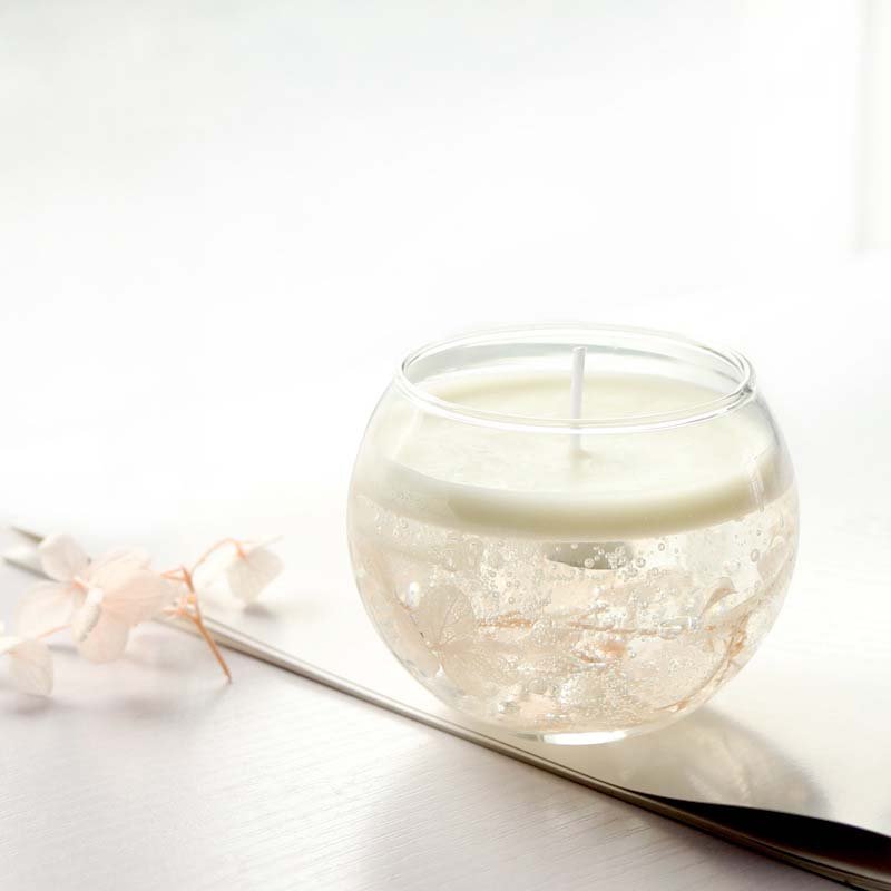 Wholesale jelly gel wax with dried flower decoration candle Romantic Round Glass Scented Candle