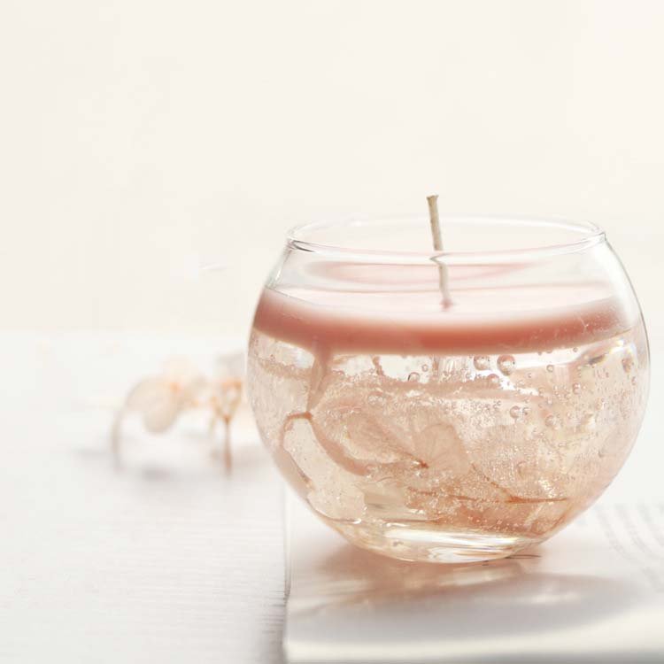 Wholesale jelly gel wax with dried flower decoration candle Romantic Round Glass Scented Candle