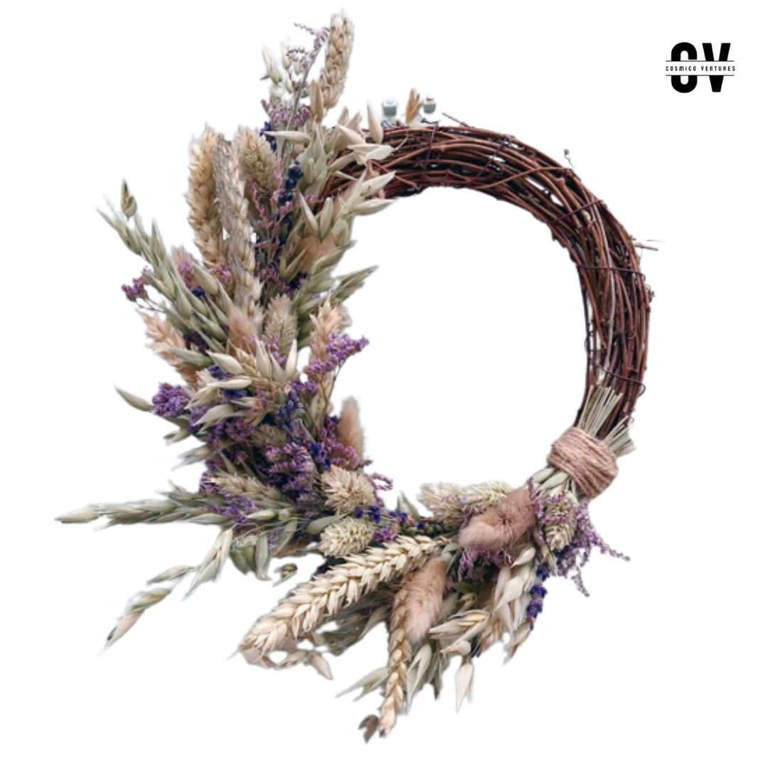 Natural Grapevine Rattan Dried Flower Wreath Ring - Christmas Decor for Doors & Windows