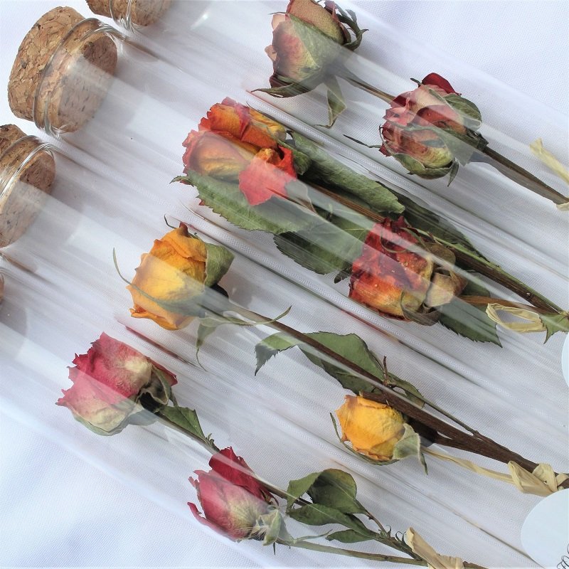 L-TF Customized natural dry flower glass tube gift decor real dried preserved rose Lavender flowers