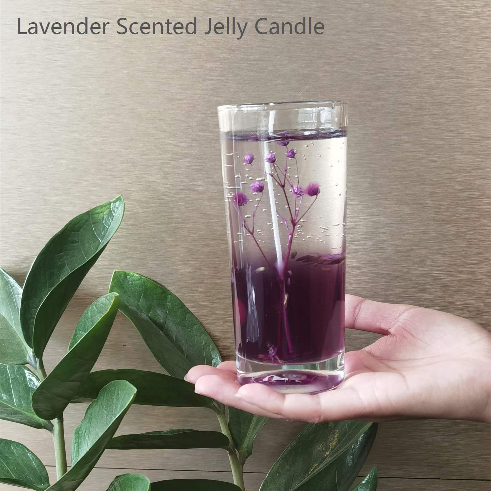 High Quality Luxury Glass Bottles/Jar Gel Candle Home Decoration Custom Dried Flowers Jelly Wax Scented Candle