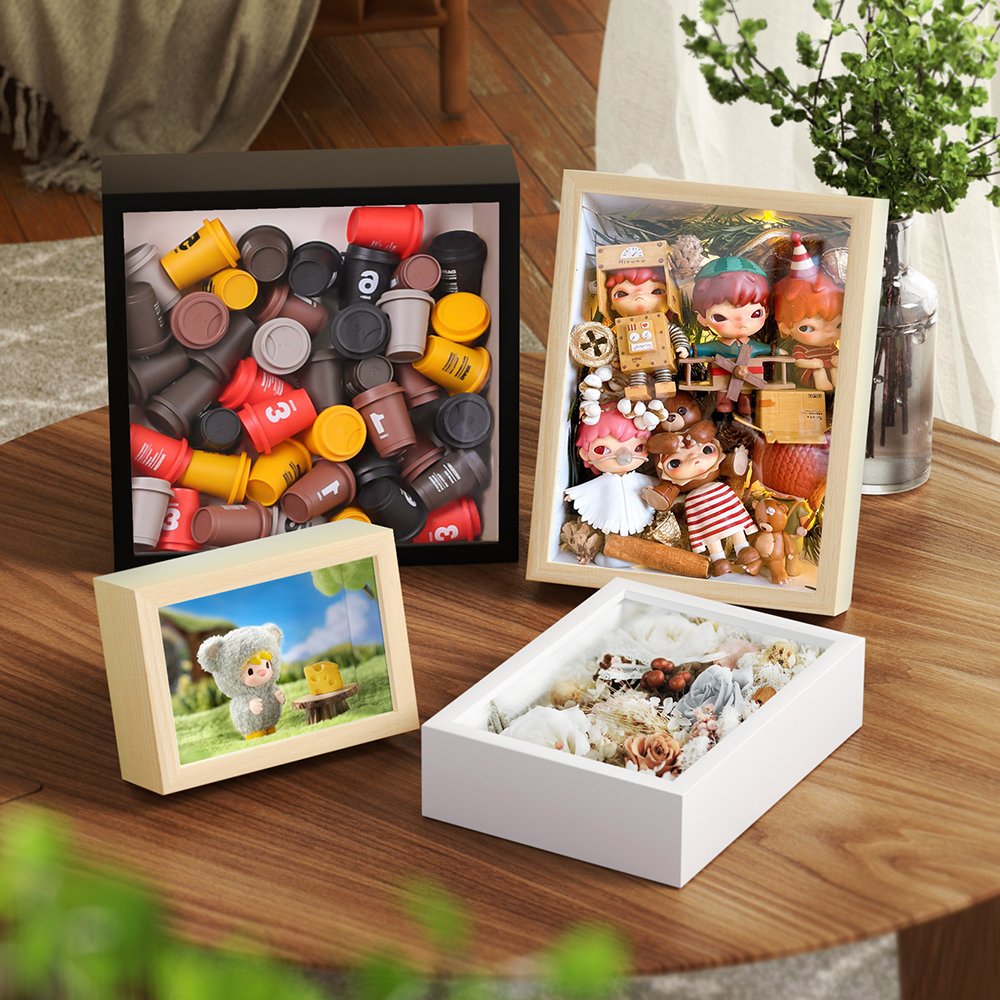 Customized High Quality Wooden 3D Shadow Box frame diy Dried flowers picture frame for home decor 4" 5" 6" 7" 8" 10" 16" A4