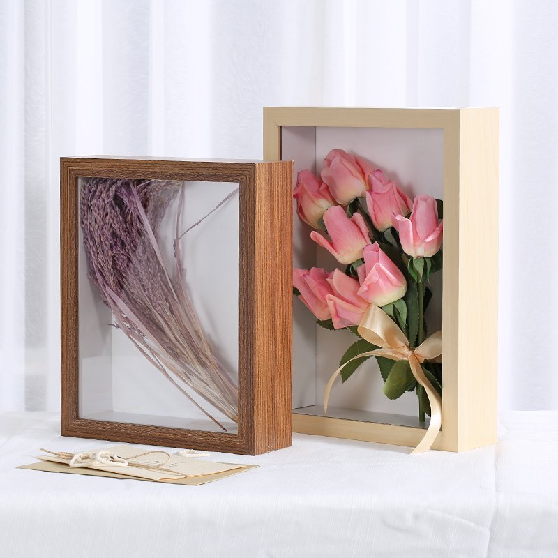 Customized High Quality Wooden 3D Shadow Box frame diy Dried flowers picture frame for home decor 4" 5" 6" 7" 8" 10" 16" A4