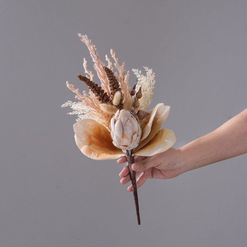 MW89108 Simulation Flower Vintage Protea Cynaroides Rabbit Tail Grass Wheat Ears Bouquet For Home Kitchen Garden Party Decor