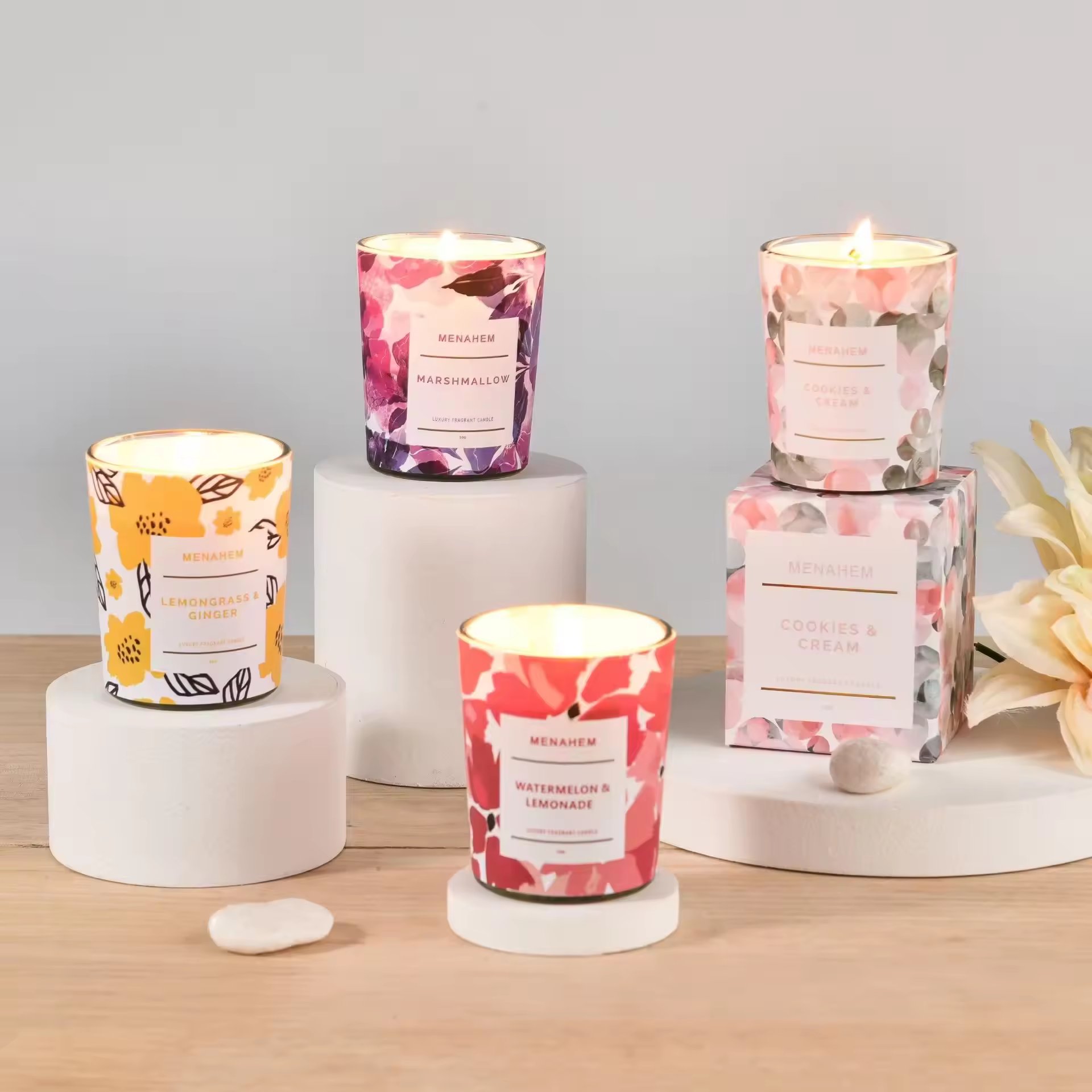 Luxury Soy Wax Gift Set for Valentine's Day Candle with Dried Fruits and Flower Unique Candle Jar Wholesale Candle