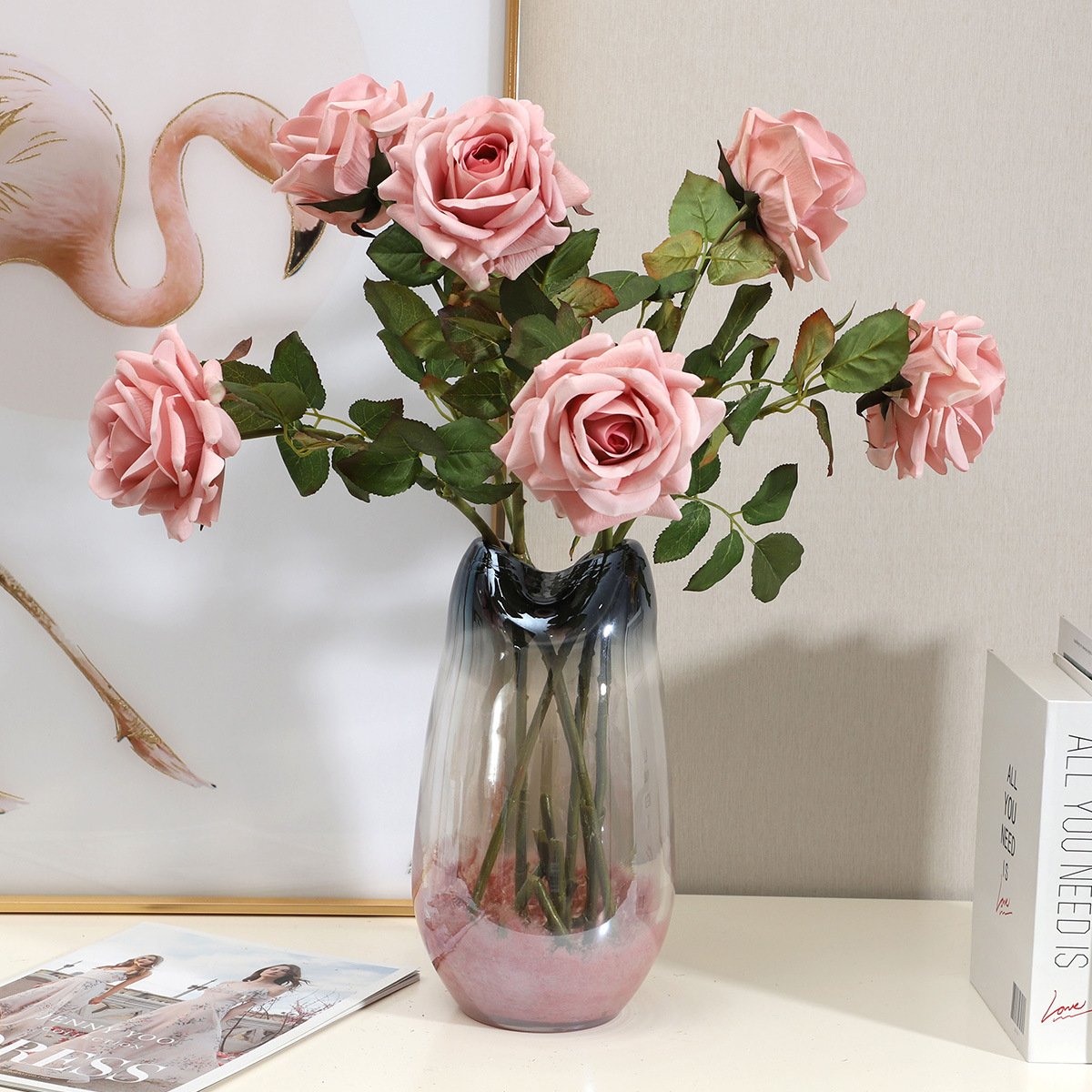 AR-017 ZUOYI Retro Style Autumn Colors Real Touch Cloth Roses Artificial Rose Flower For Gorgeous Table