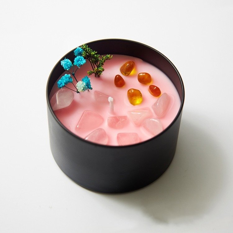 Private Label Healing Crystal Clear Quartz Glass Scented Candle Jar Dried Flowers & Palm Wax for Christmas Easter Diwali