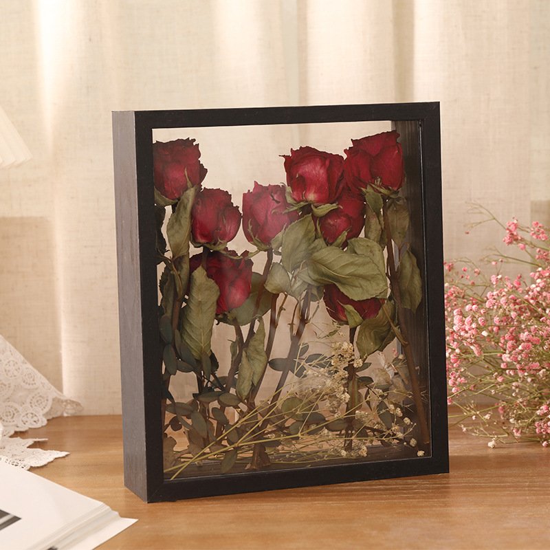 3D Wooden Picture Frame Shadow Box Photo Frame Glass Acrylic Shadow Box For Dried Flowers And Specimens