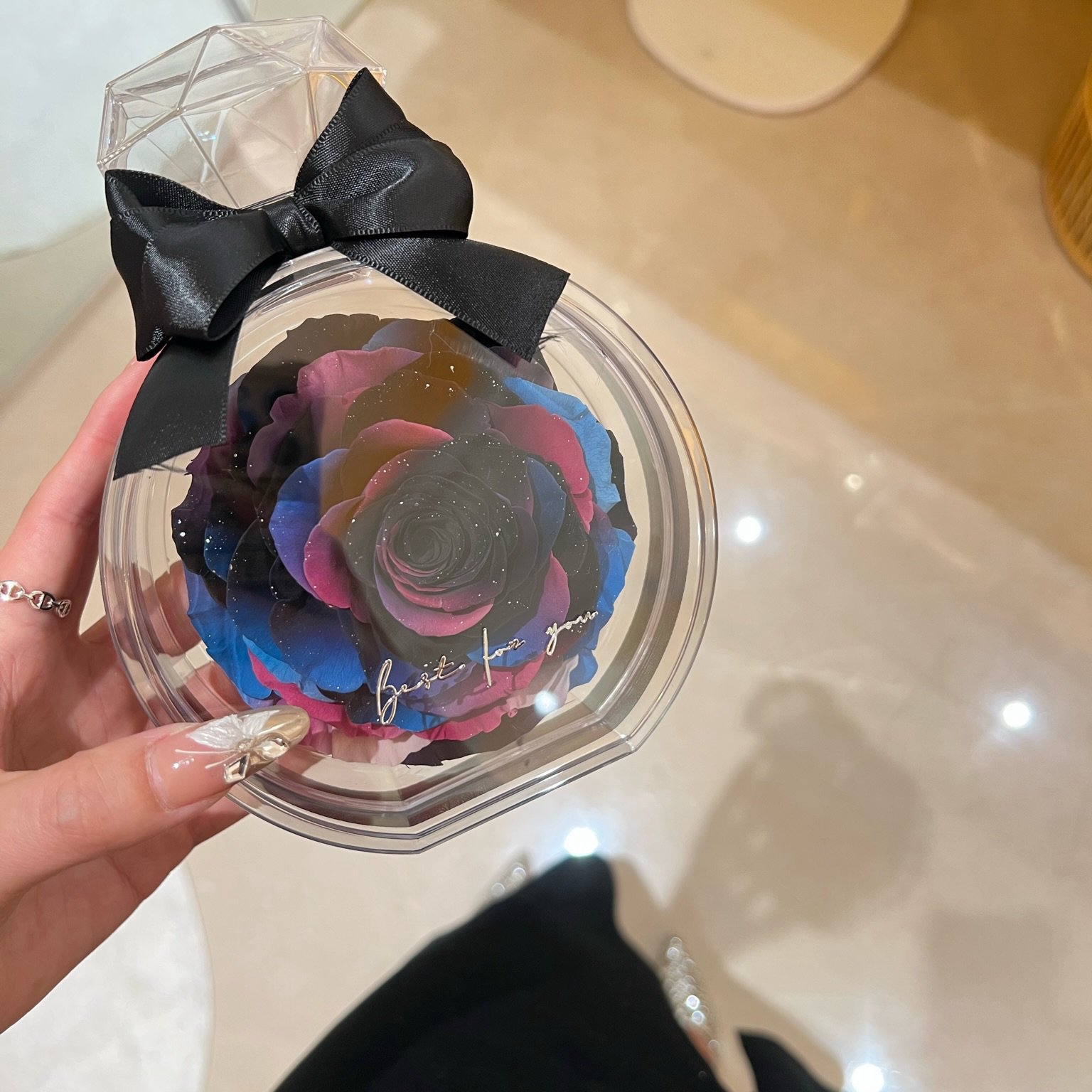 Valentine's Day Luxury Gift Forever A Grade Real Eternity Preserved Rose immortal Flower in a Acrylic Box/Glass Dome