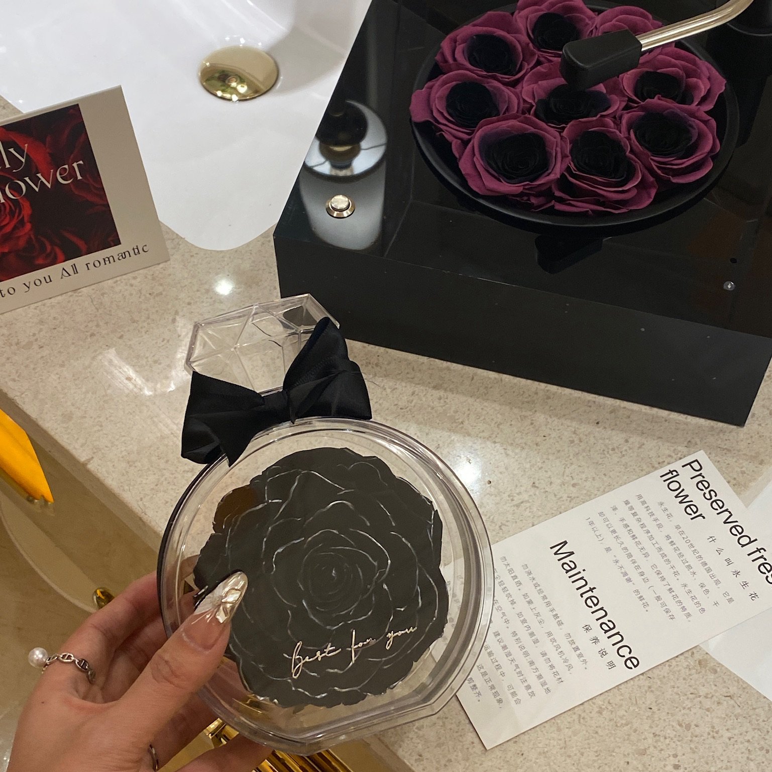 Valentine's Day Luxury Gift Forever A Grade Real Eternity Preserved Rose immortal Flower in a Acrylic Box/Glass Dome