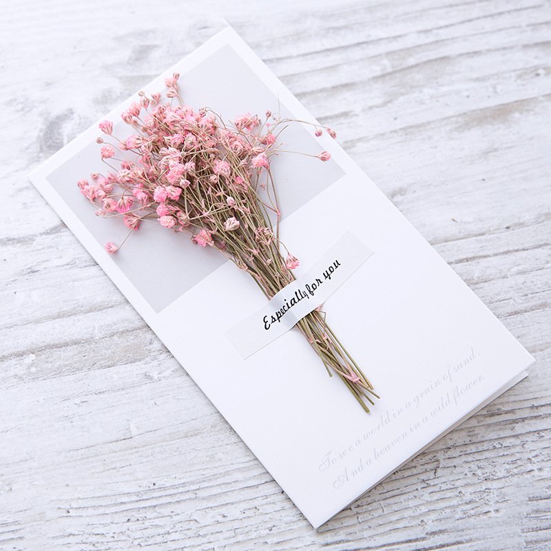 New Babysbreath Artificial Dry Flower Party Wedding Invitation Card Luxury Festival Custom Greeting Card