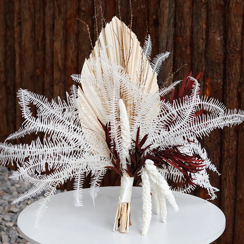 New Design Dried real Flower Bouquet Mixed Reed Baby Breath Triticum Wheat and Dried Palma Leaves For Home Wedding Party Decor