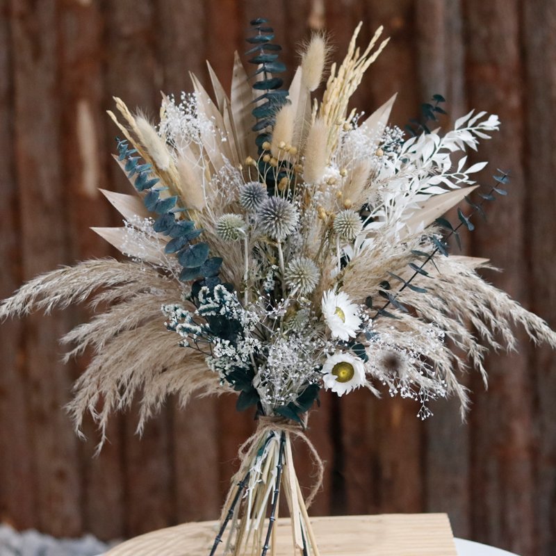 New Design Dried real Flower Bouquet Mixed Reed Baby Breath Triticum Wheat and Dried Palma Leaves For Home Wedding Party Decor
