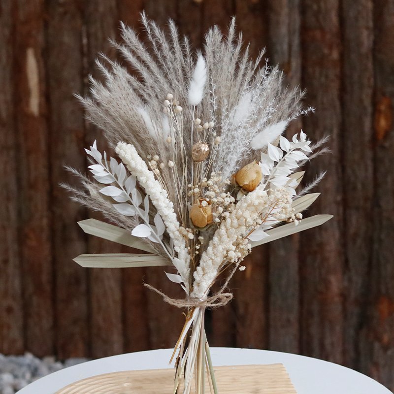 New Design Dried real Flower Bouquet Mixed Reed Baby Breath Triticum Wheat and Dried Palma Leaves For Home Wedding Party Decor