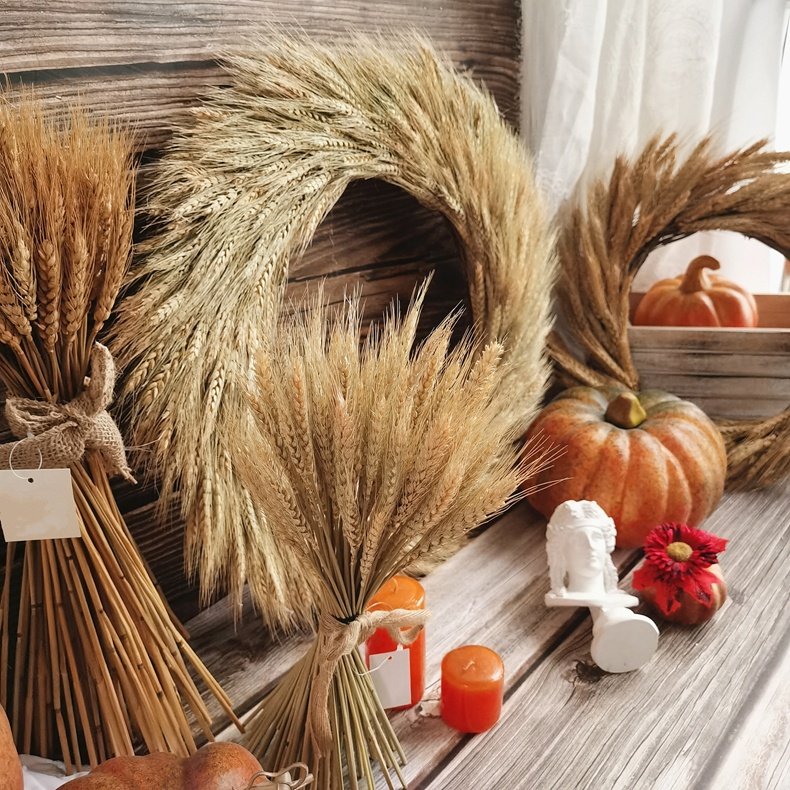 Amazon Top Seller 100 Pcs Dry Wheat Grass Bouquet Preserved Flower Dried Flower Crafts Artificial Flowers