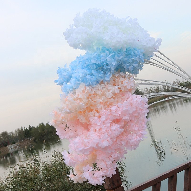 90cm Cherry Blossom Large Cherry Trees White Pink Cherry Blossom Branches for Wedding Party Hotel Decoration Artificial flowers