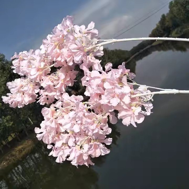 90cm Cherry Blossom Large Cherry Trees White Pink Cherry Blossom Branches for Wedding Party Hotel Decoration Artificial flowers