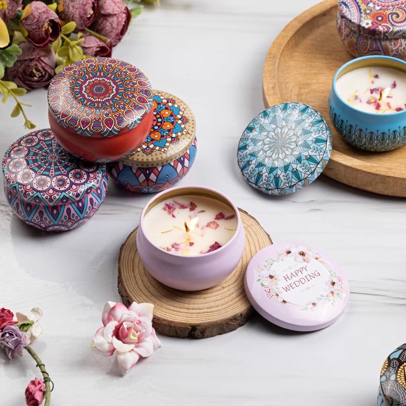 Home Decoration Custom Classic Scented Candle In Jar Private Label Aromatherapy Healing Crystals Dried Flower Soy Wax Candle