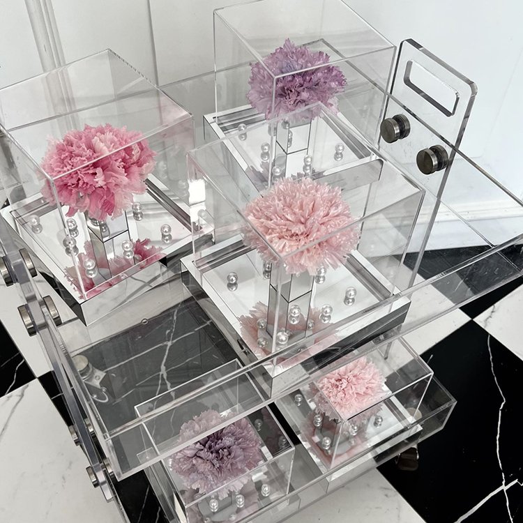 Dried Flower Gift Boxed Giant Single Bundle Carnation for Valentine's Day with Pvc Gift Box Wholesale