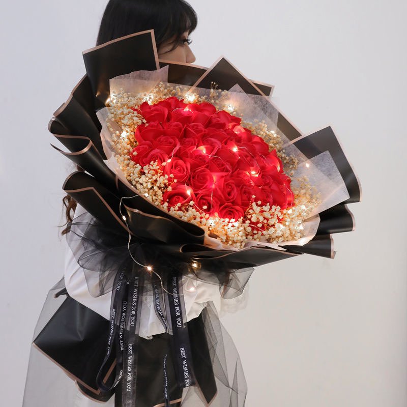 99 Rose Soap flower bouquet Carnations Mother's Day gift 520 1314 Handmade artificial Valentine's Day bouquet