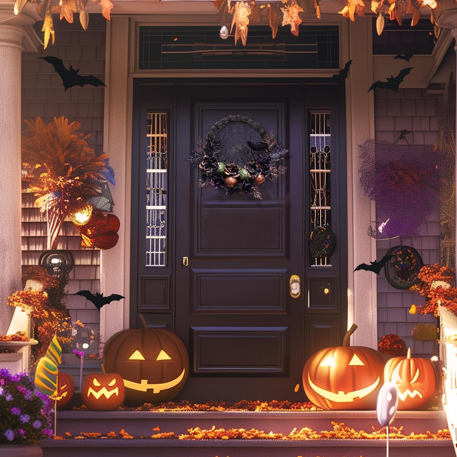 Halloween skull garland simulation flowers horror decoration garland outdoor hanging rattan celebration party supplies