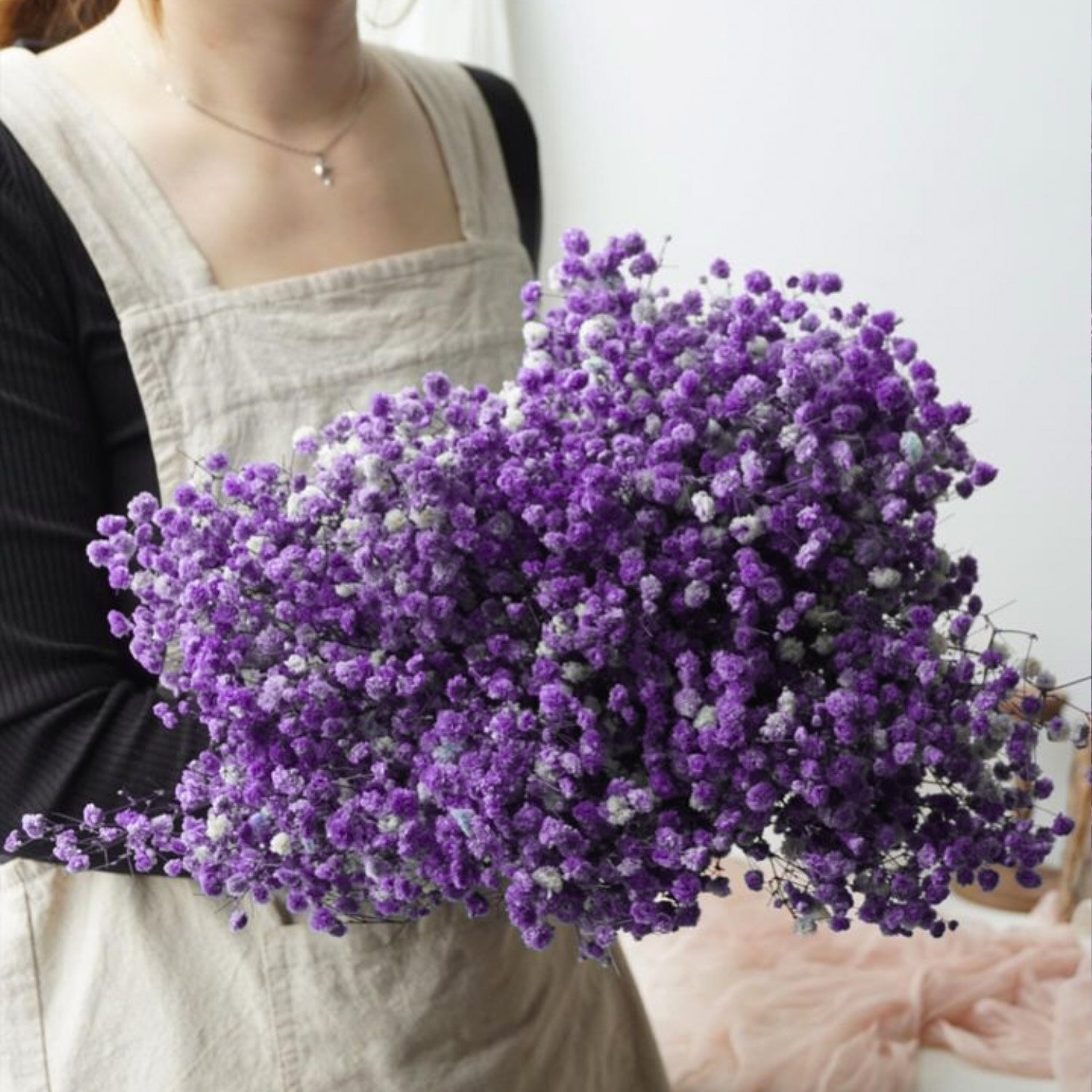 Factory Wholesale Purple preserved baby's breath floral dried baby breath gypsophila babysbreath bouquet flower