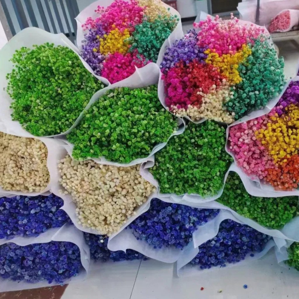 Factory Wholesale Purple preserved baby's breath floral dried baby breath gypsophila babysbreath bouquet flower