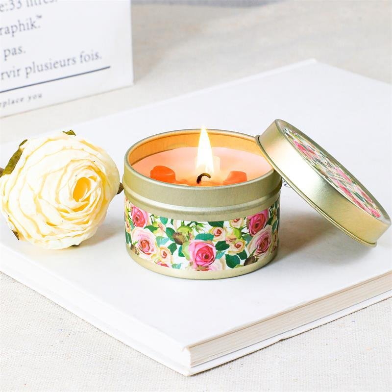 Tin Dried Flower Dried Soy Wax Aromatherapy Custom Healing Crystal Clear Quartz Scented Luxury Candles