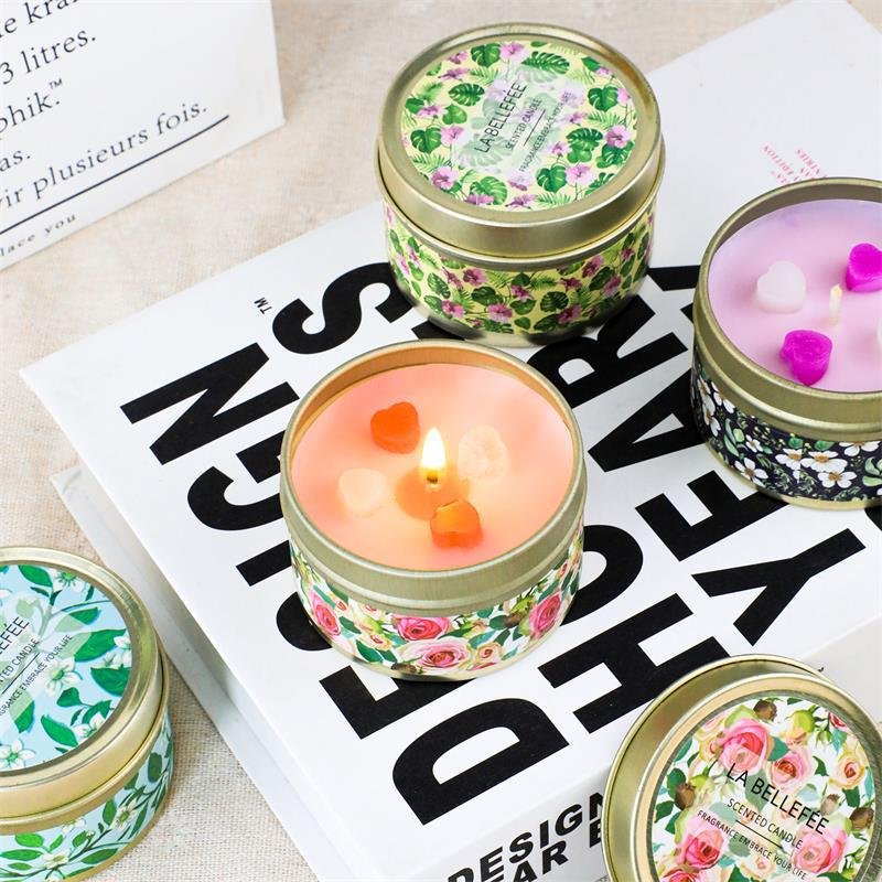 Tin Dried Flower Dried Soy Wax Aromatherapy Custom Healing Crystal Clear Quartz Scented Luxury Candles