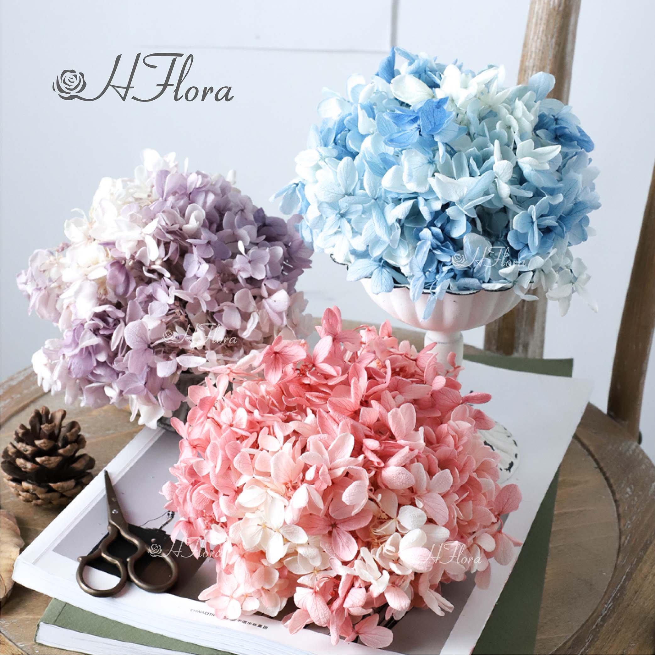 HFlora Wedding home decorations Dried Made Bouquet dried flowers natural flowers Easily preserved hydrangea