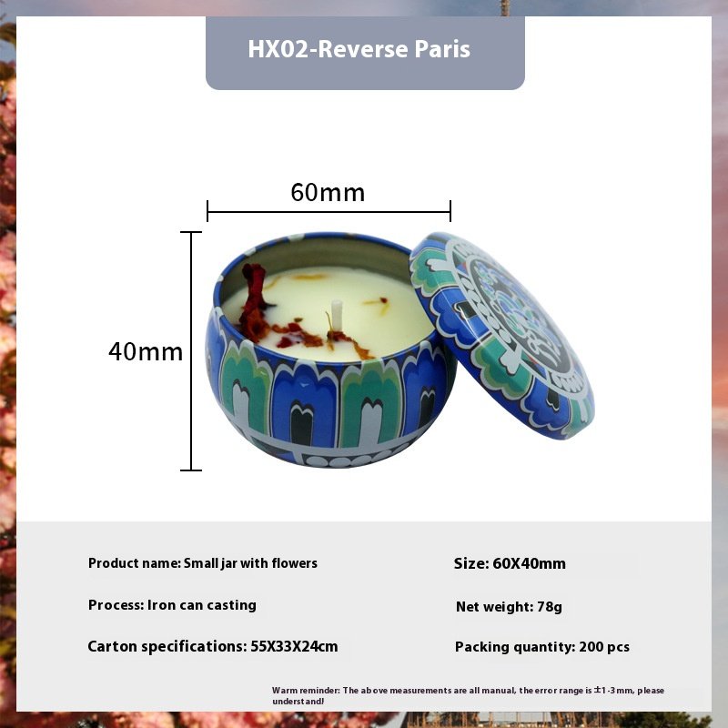 Travel Candle Soy Wax Tin Candle Gift Set Aroma Tin Jar Soy Wax Aromatherapy Scented Dry flowers Candle