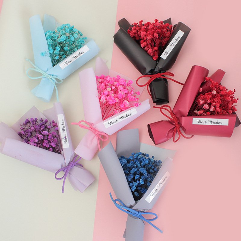 Real Touch Mini Flower Bouquet Mini Dried Flower Bouquet Preserved Gypsophila Flowers Bouquet