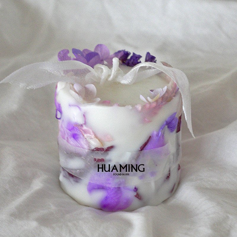 Huaming Valentine's Day Romantic Rose Wedding Candle Gift Sets Handmade Real Dry Flower Pillar Scented Candles Luxury for Girls