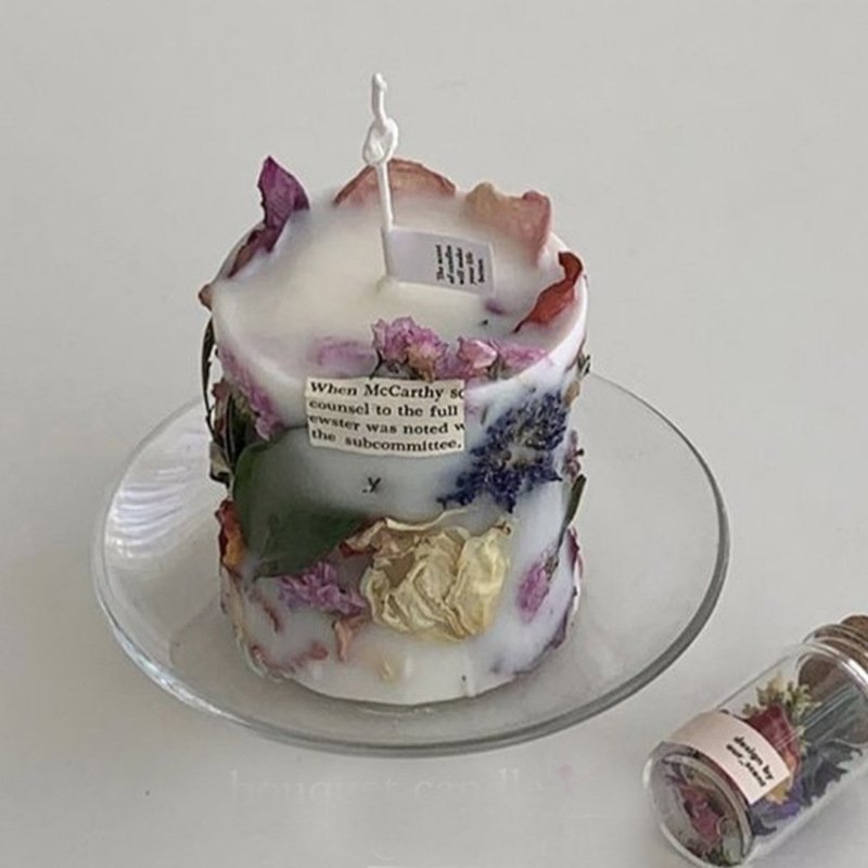 Huaming Valentine's Day Romantic Rose Wedding Candle Gift Sets Handmade Real Dry Flower Pillar Scented Candles Luxury for Girls