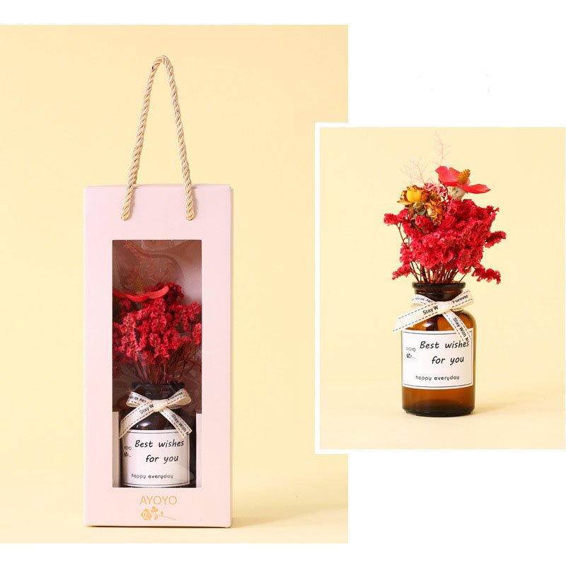 Mothers Day Gifts 2025 ODM/OEM Dried Flowers And Plants Bouquets In Glass Bottle Preserved Flowers