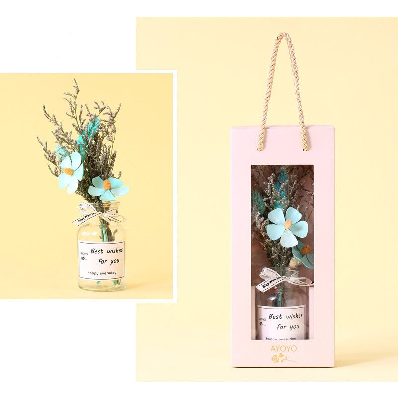 Mothers Day Gifts 2025 ODM/OEM Dried Flowers And Plants Bouquets In Glass Bottle Preserved Flowers