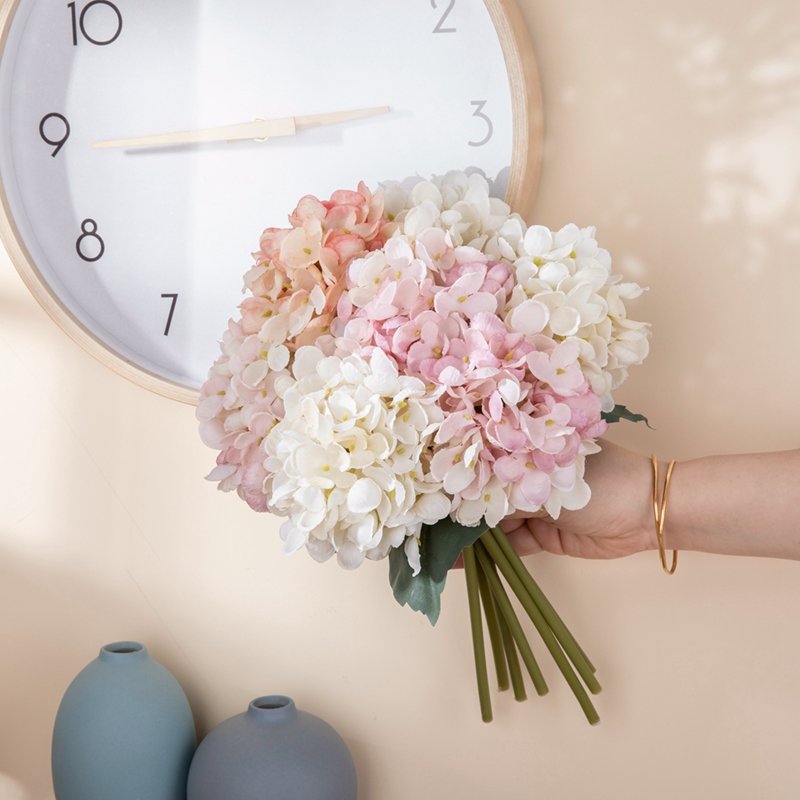 MW52664 artificial dried hydrangea flowers white hydrangeas new hydrangea flower branch Silk Material shandong Calla Factory