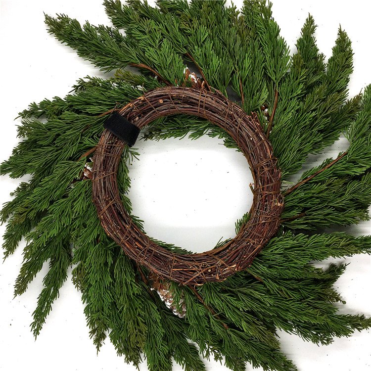 Artificial pine tree leaf and pinecone rings for Christmas decoration