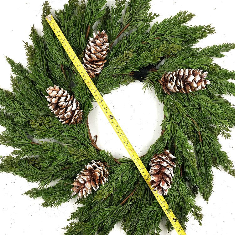 Artificial pine tree leaf and pinecone rings for Christmas decoration