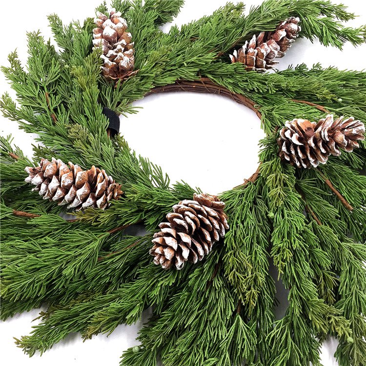 Artificial pine tree leaf and pinecone rings for Christmas decoration