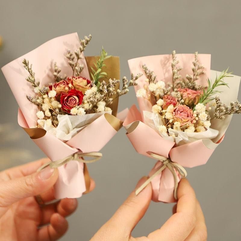 Mini Real Preserved Rose Babys breath Natural Dried Flowers Bouquet for Wedding Party Home Decoration Birthday plants