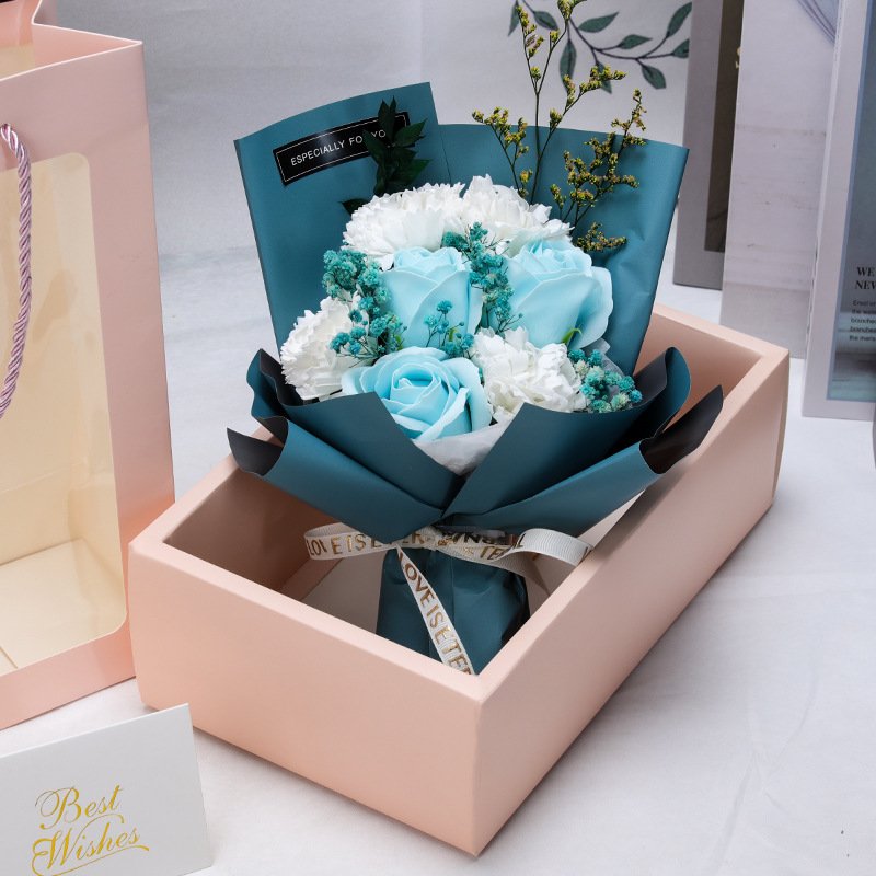 New Fashion Handmade Soap Rose Dried Baby's Breath Flower Bouquet Romantic Gift Soap Rose Bouquet