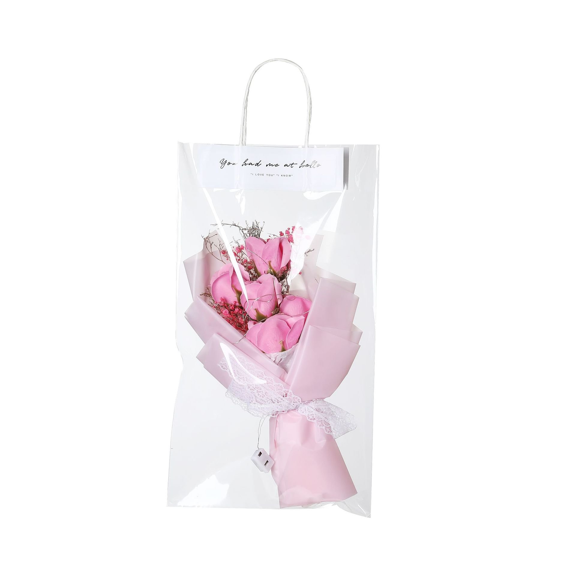 2024 Hot Sale Artificial Flowers Bouquet with LED Creative Rose Baby breath Dried Flower for Mother's Day Gift 2023