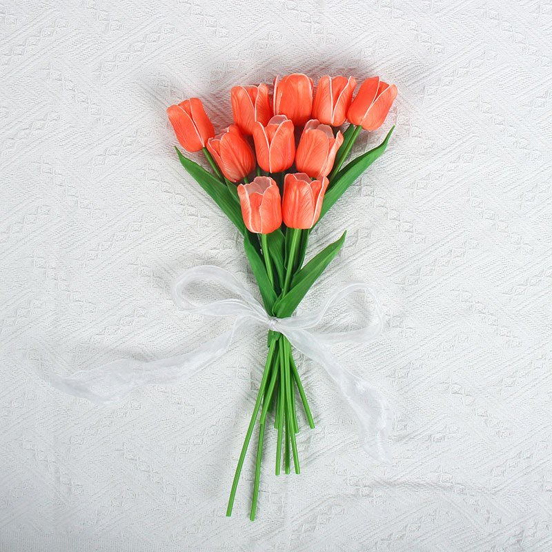 Tulip artificial flower wedding flower bouquet shooting props home living room decoration PU artificial flower wholesale